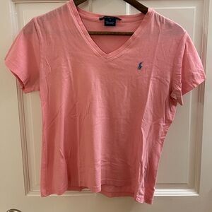 Pink Ralph Lauren light pink V-neck t-shirt